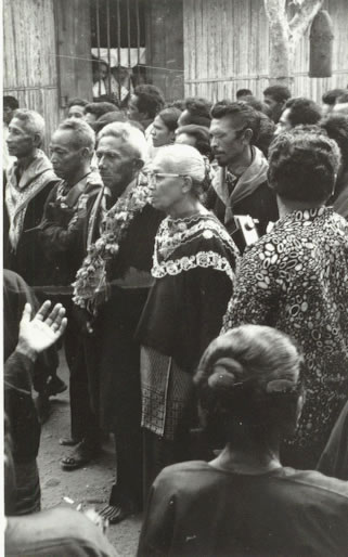 Rajas (Village Heads) at ceremony in front of Baileu.